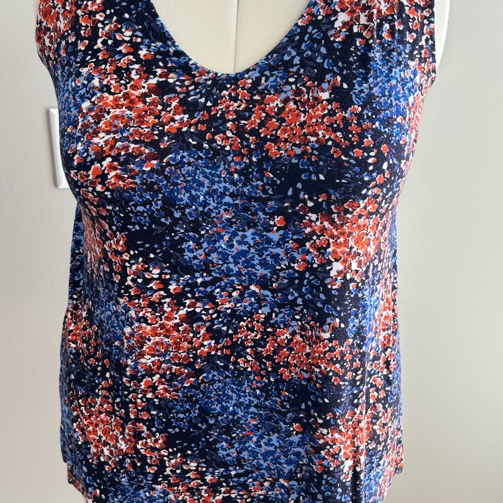 Philosophy Orange and Blue Floral Tank Top